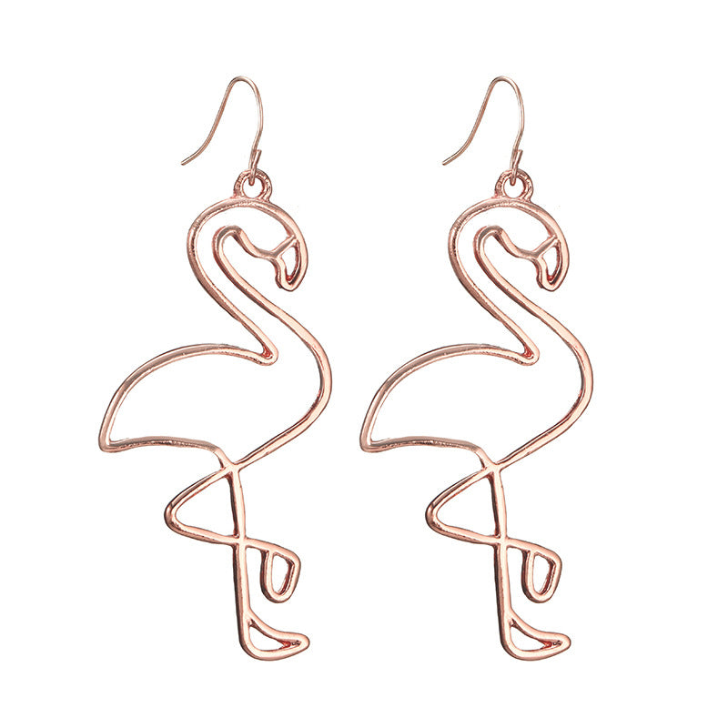 Exaggerated Jewelry, Personality Trend, Irregular Geometric Earrings, Fashionable Wild Flamingo Earrings