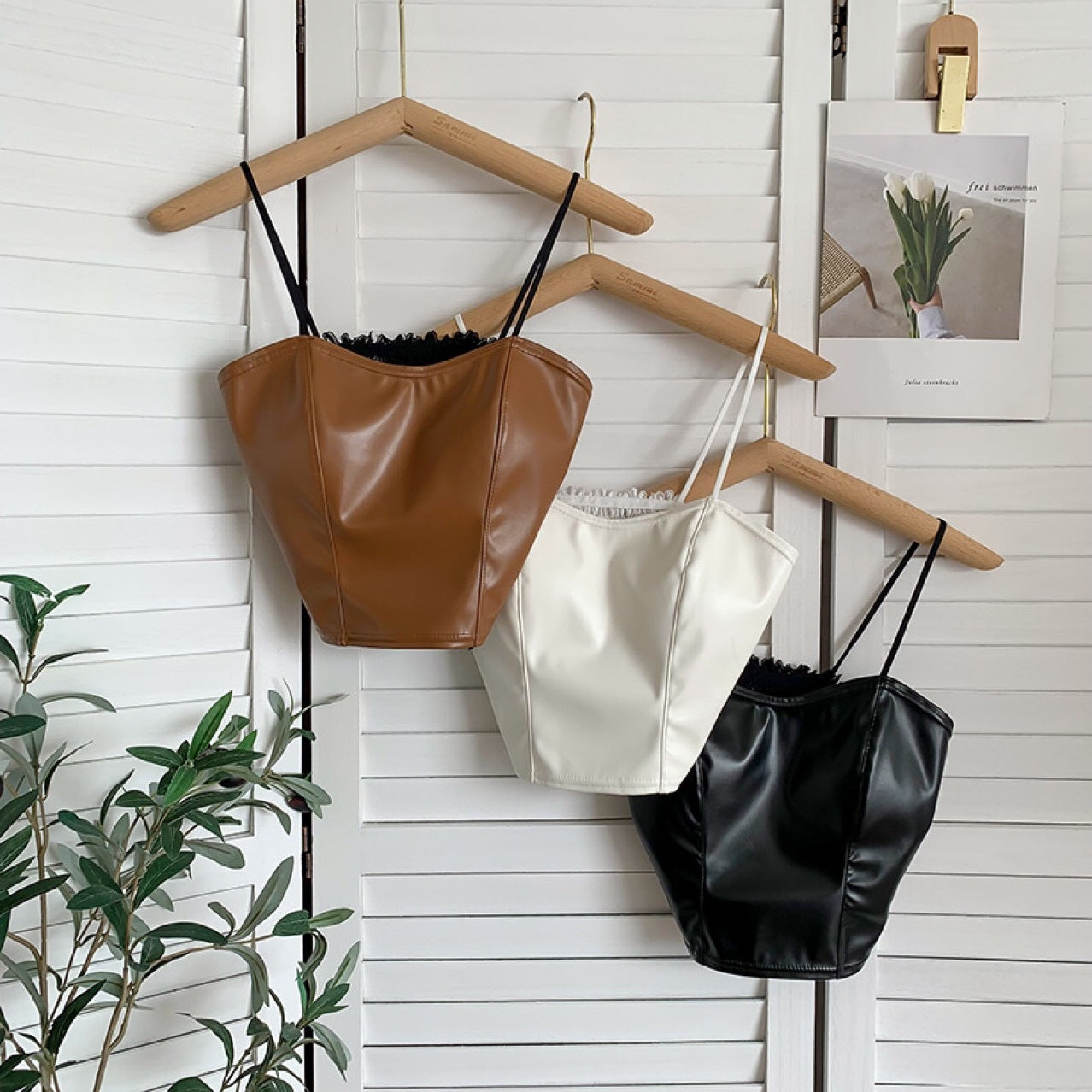 Retro Leather Vest Women Wear Short Stretch