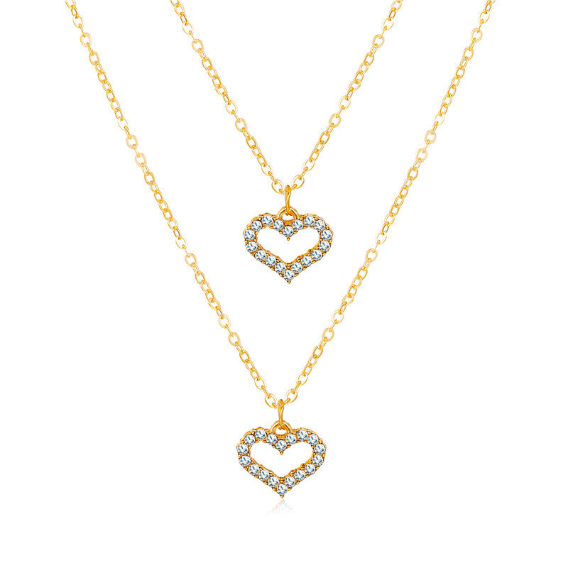 Trend Elegant Jewelry Crystal Love Letter Pendant Necklace Golden Color