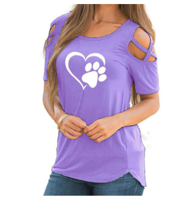 Round neck heart print short sleeve