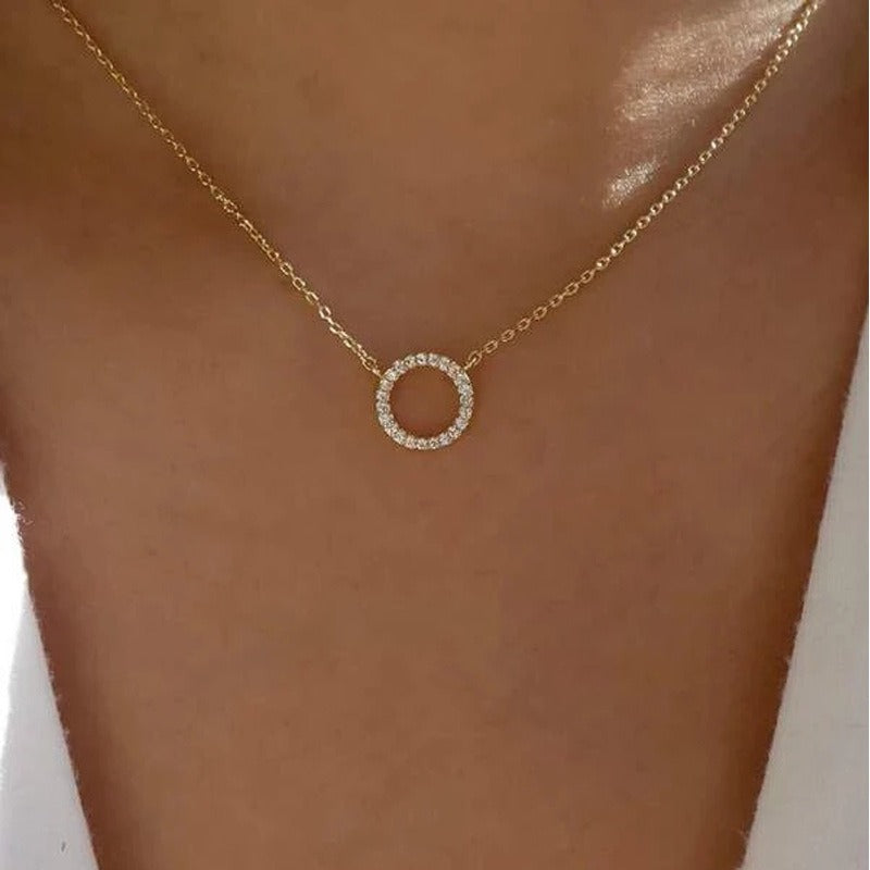 Trend Elegant Jewelry Crystal Love Letter Pendant Necklace Golden Color
