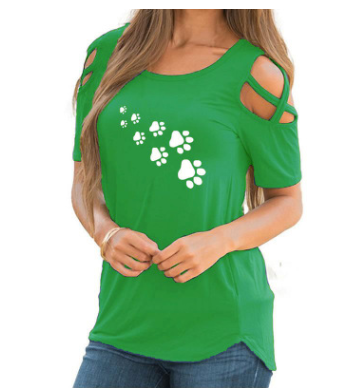 Round neck heart print short sleeve