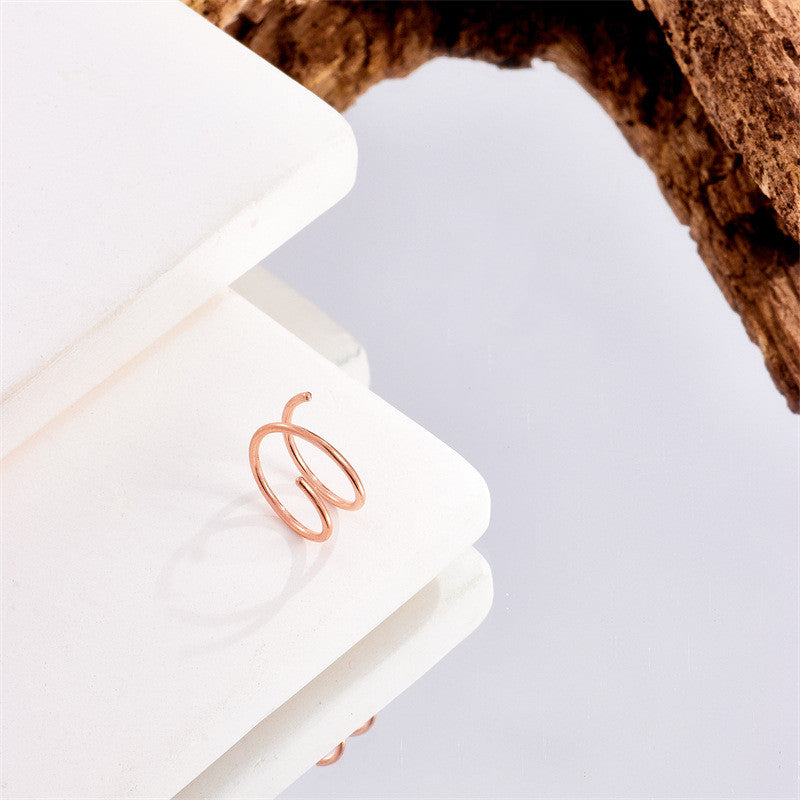 Spiral Double Ring Nose Pin Vacuum Electroplating Human Body