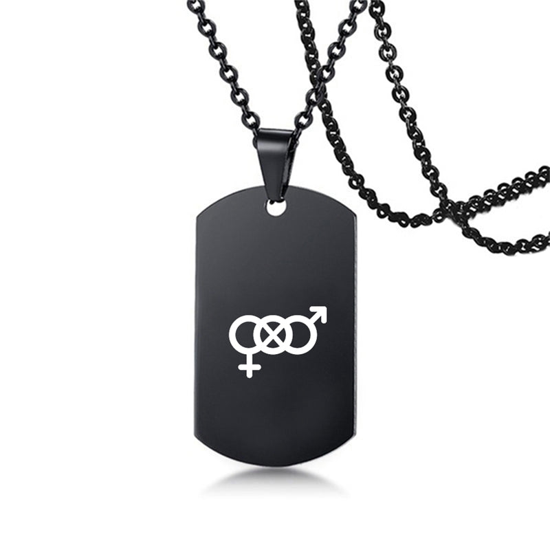 Stainless Steel LGBT ID Necklace Jewelry Engrave Gay Lesbian Transgender Symbol Dog Tags Necklaces For Men Women