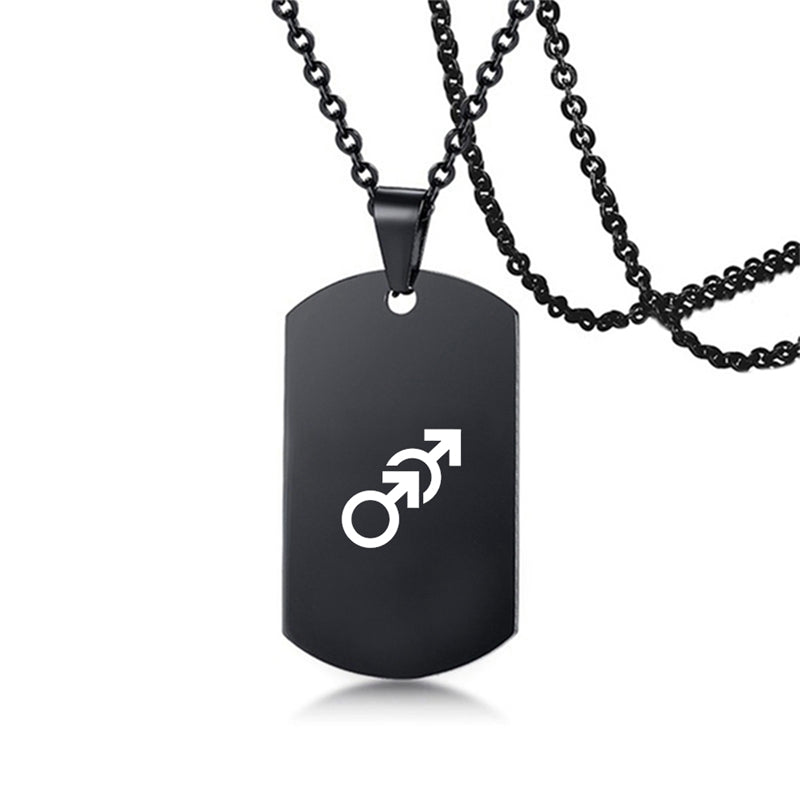 Stainless Steel LGBT ID Necklace Jewelry Engrave Gay Lesbian Transgender Symbol Dog Tags Necklaces For Men Women