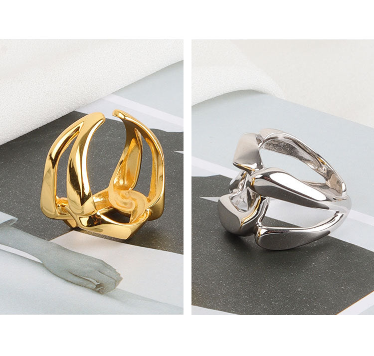 Hip Hop Style Thick Chain Spliced Minimalist Ring