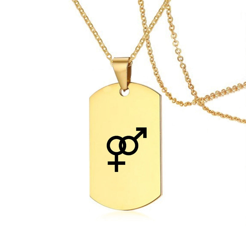 Stainless Steel LGBT ID Necklace Jewelry Engrave Gay Lesbian Transgender Symbol Dog Tags Necklaces For Men Women