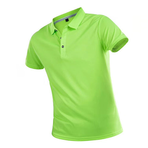 Men's Short Sleeve Sports Polo Shirt Lapel Solid Color T-Shirt