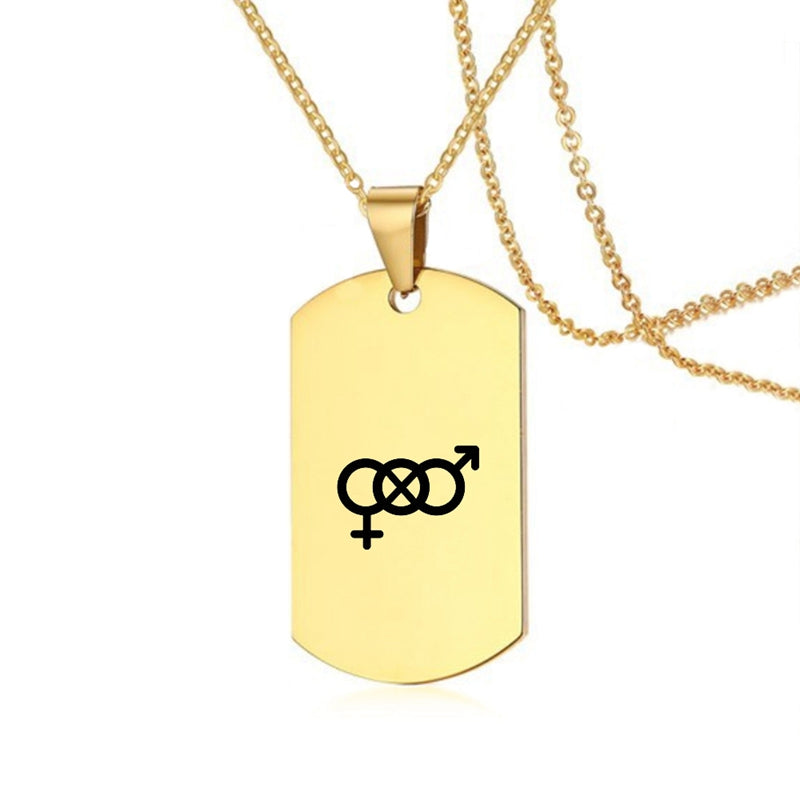 Stainless Steel LGBT ID Necklace Jewelry Engrave Gay Lesbian Transgender Symbol Dog Tags Necklaces For Men Women