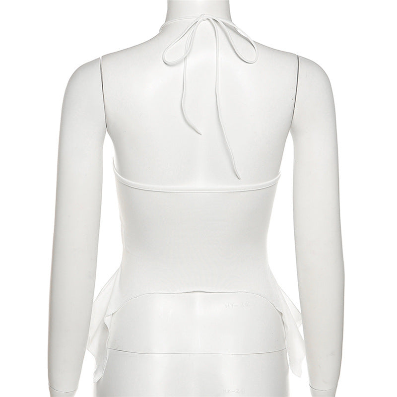 Summer New Women's Solid Color Slim-fit Chest-wrapped Halter Type Sling Small Tank Top Top