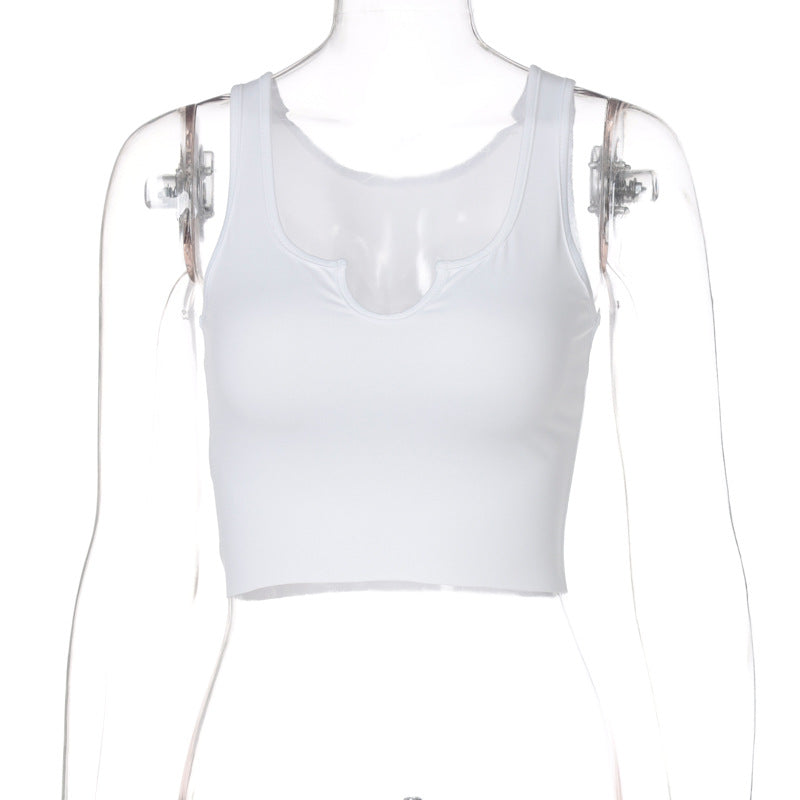 Autumn Fashion Street Style Casual Sleeveless Cropped Slim Top
