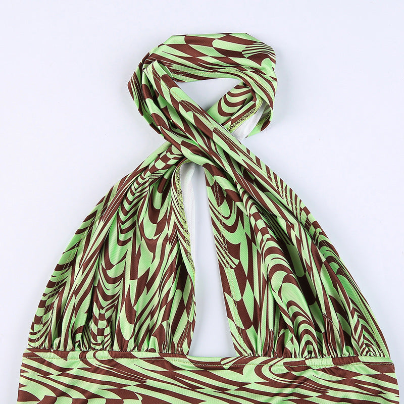 Green Check Sling Pack Chest Top