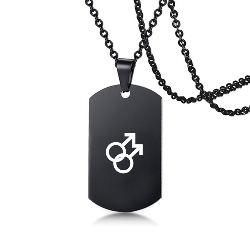 Stainless Steel LGBT ID Necklace Jewelry Engrave Gay Lesbian Transgender Symbol Dog Tags Necklaces For Men Women
