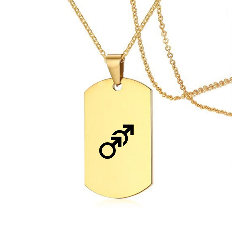 Stainless Steel LGBT ID Necklace Jewelry Engrave Gay Lesbian Transgender Symbol Dog Tags Necklaces For Men Women