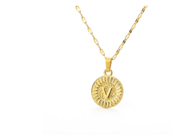 Capital English Letter Disc Necklace Women And Men