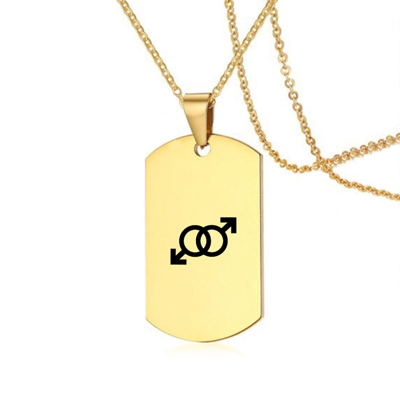 Stainless Steel LGBT ID Necklace Jewelry Engrave Gay Lesbian Transgender Symbol Dog Tags Necklaces For Men Women