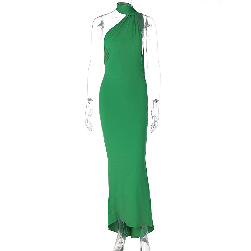 Pleated Long Sleeveless New Scarf Dress