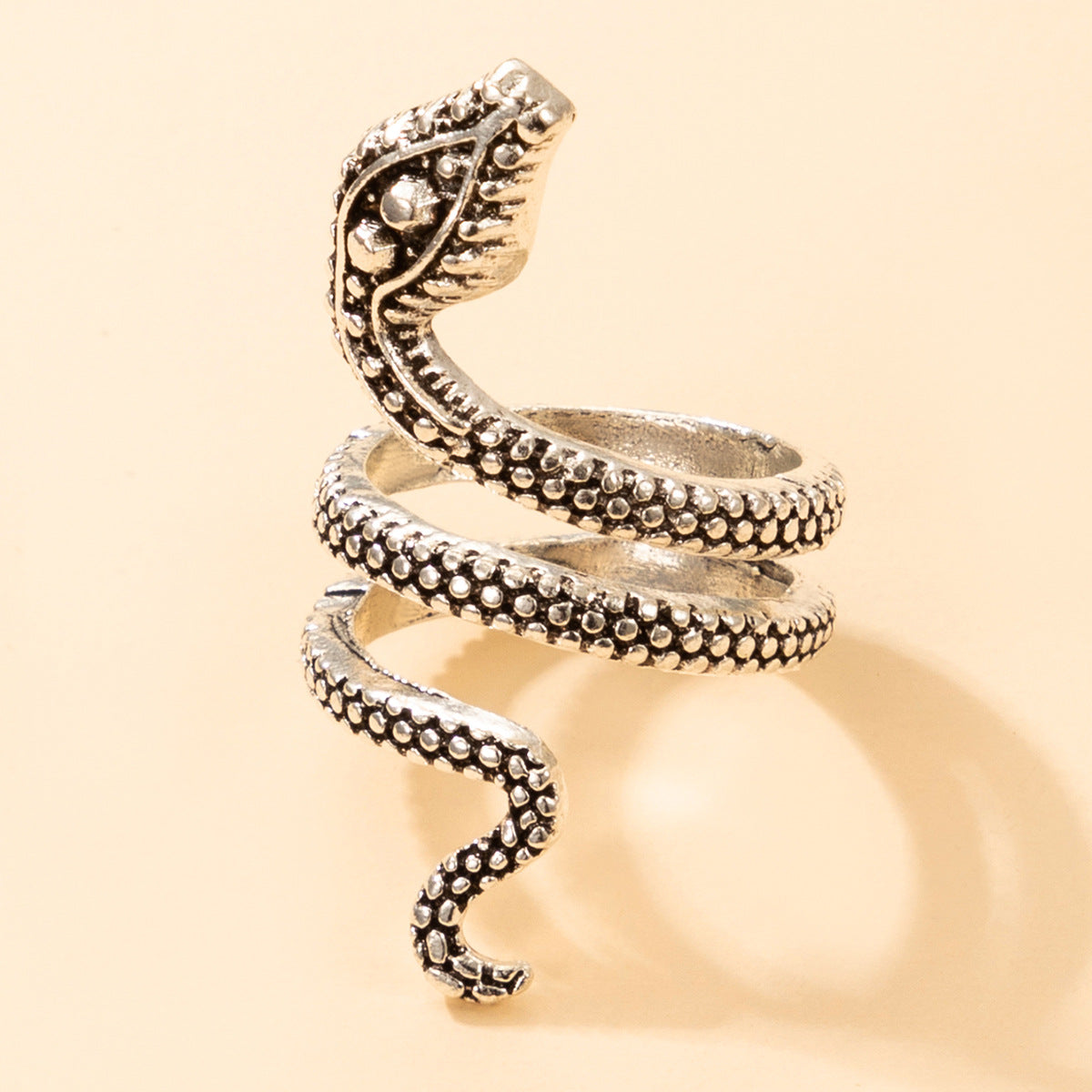 Long Trend Snake Pattern Metal Animal Retro Exaggerated Snake-shaped Ring For Men And Women