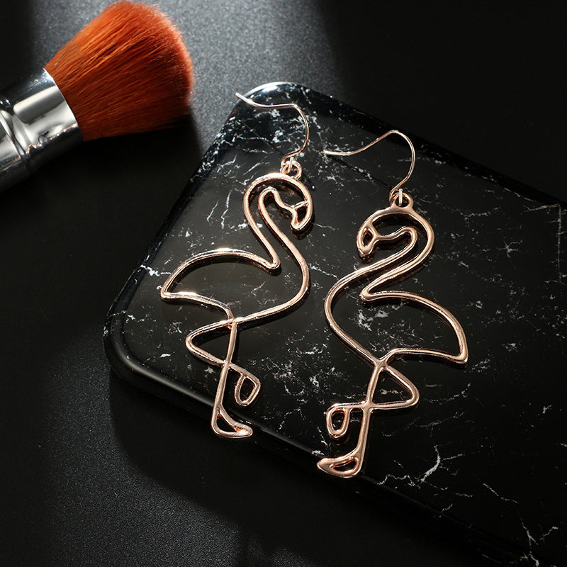 Exaggerated Jewelry, Personality Trend, Irregular Geometric Earrings, Fashionable Wild Flamingo Earrings