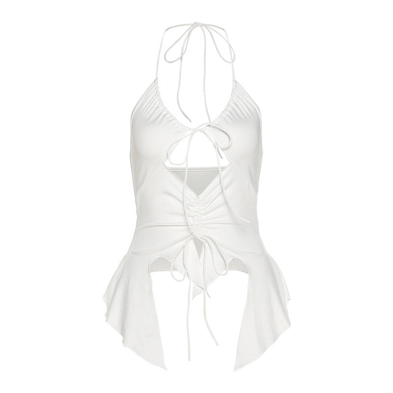 Summer New Women's Solid Color Slim-fit Chest-wrapped Halter Type Sling Small Tank Top Top