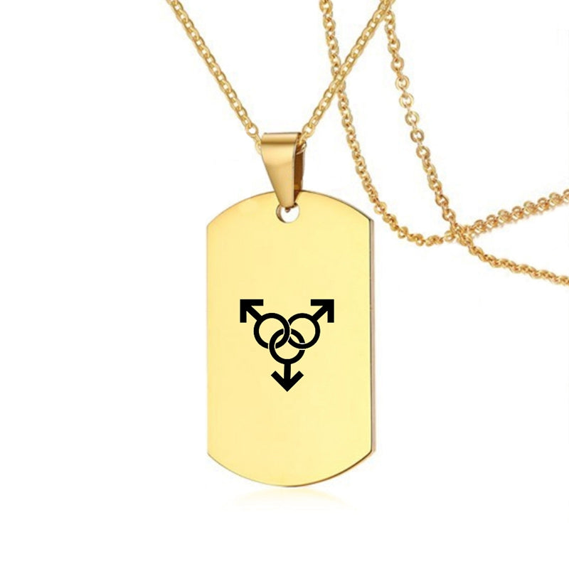 Stainless Steel LGBT ID Necklace Jewelry Engrave Gay Lesbian Transgender Symbol Dog Tags Necklaces For Men Women