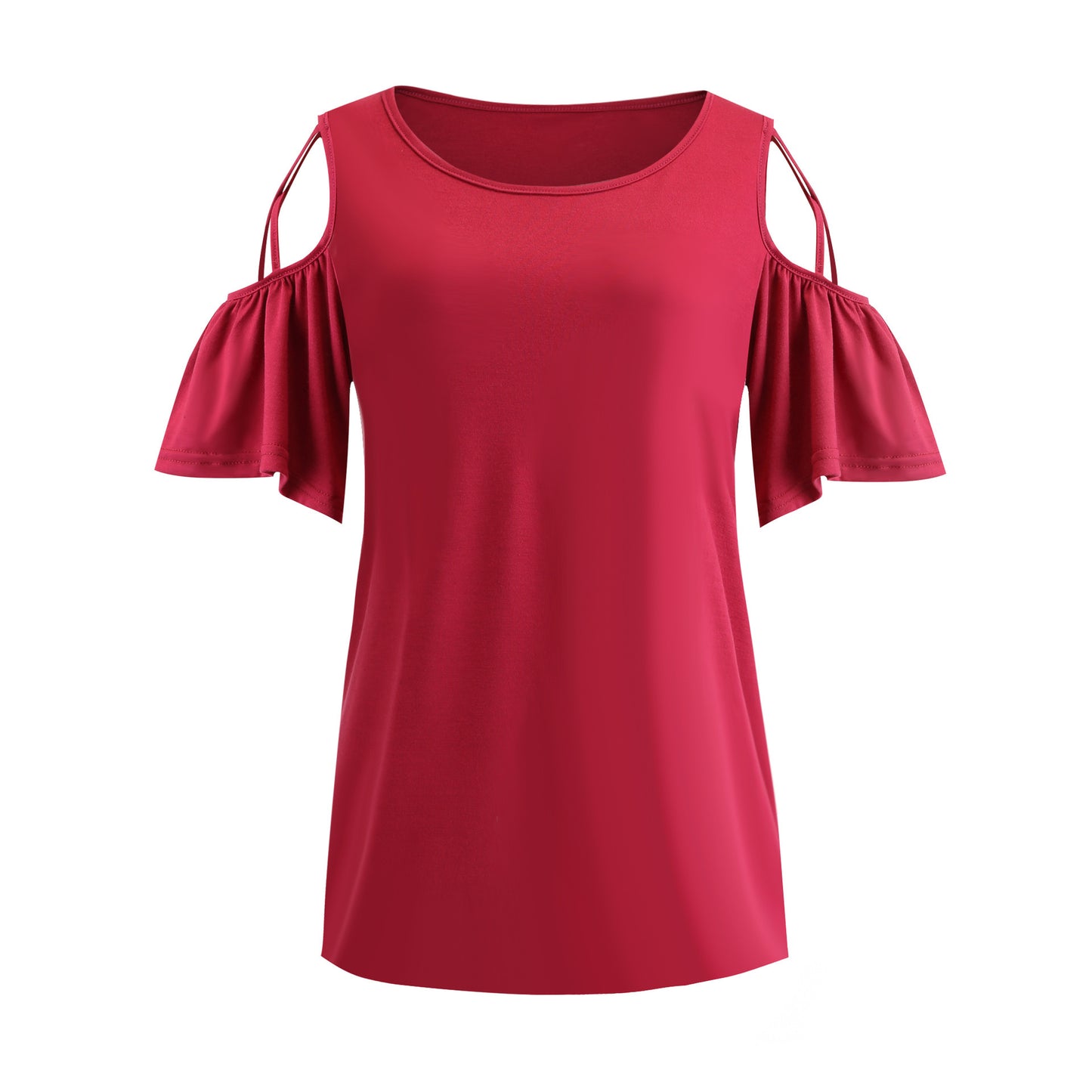 New Solid Color Off-the-shoulder Short-sleeved Top T-shirt