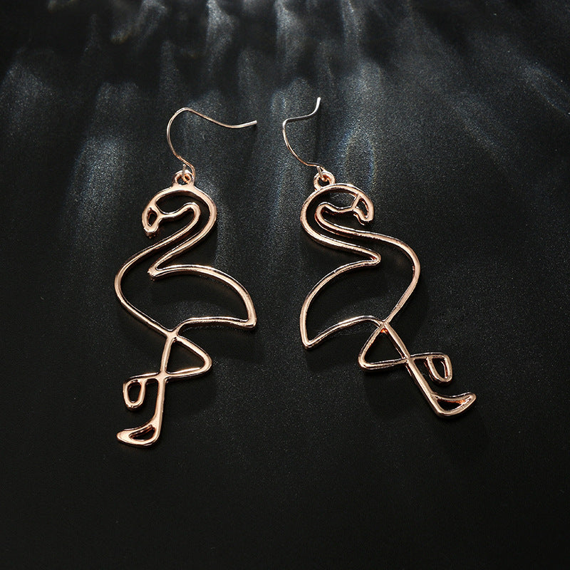 Exaggerated Jewelry, Personality Trend, Irregular Geometric Earrings, Fashionable Wild Flamingo Earrings