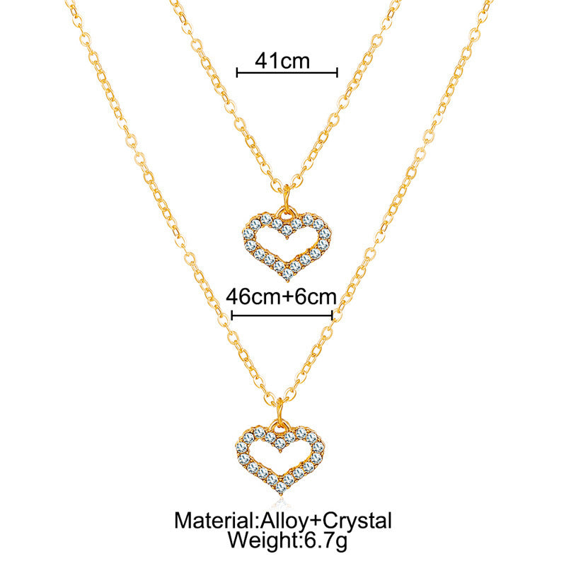 Trend Elegant Jewelry Crystal Love Letter Pendant Necklace Golden Color