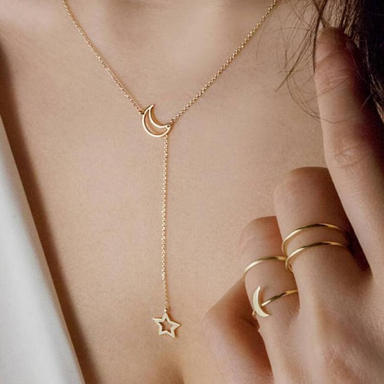 Moon Star Necklace Clavicle Chain Short Necklace
