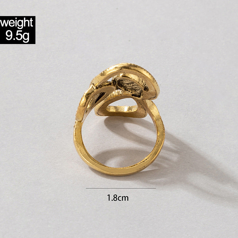 Long Trend Snake Pattern Metal Animal Retro Exaggerated Snake-shaped Ring For Men And Women