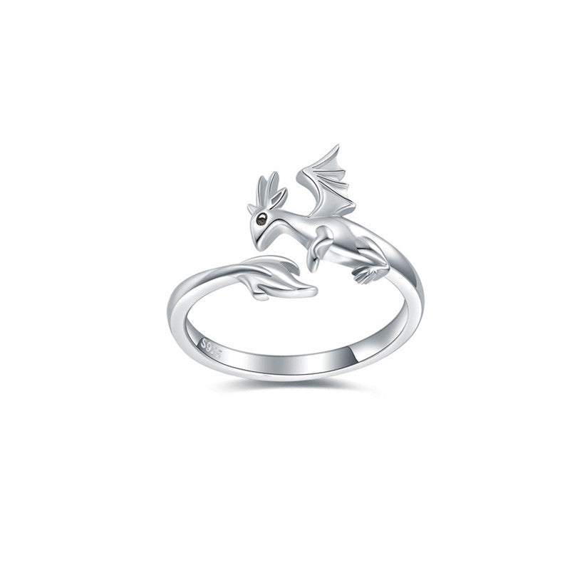 European And American Black Dragon Ring Ladies Girls Animal Jewelry