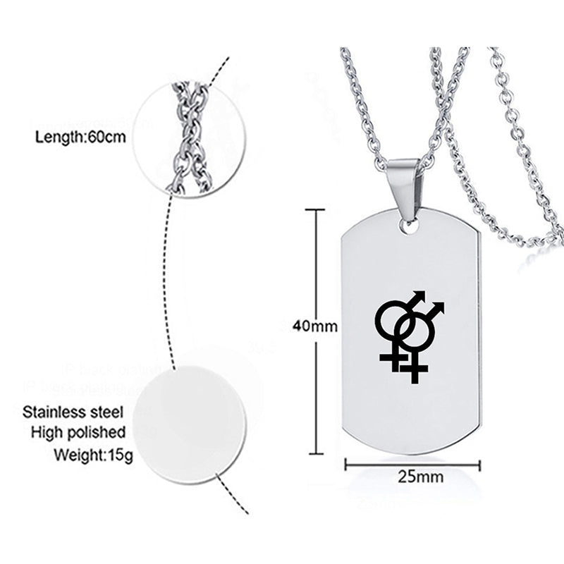 Stainless Steel LGBT ID Necklace Jewelry Engrave Gay Lesbian Transgender Symbol Dog Tags Necklaces For Men Women
