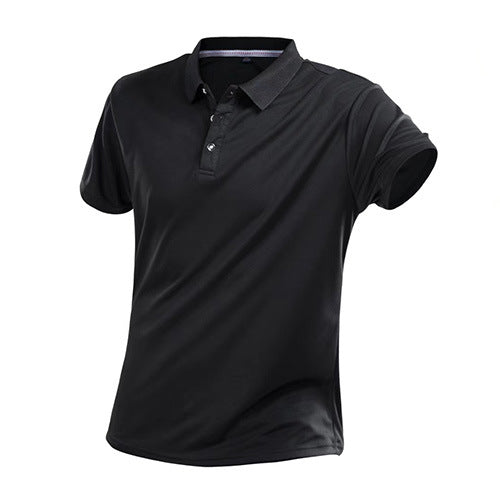 Men's Short Sleeve Sports Polo Shirt Lapel Solid Color T-Shirt