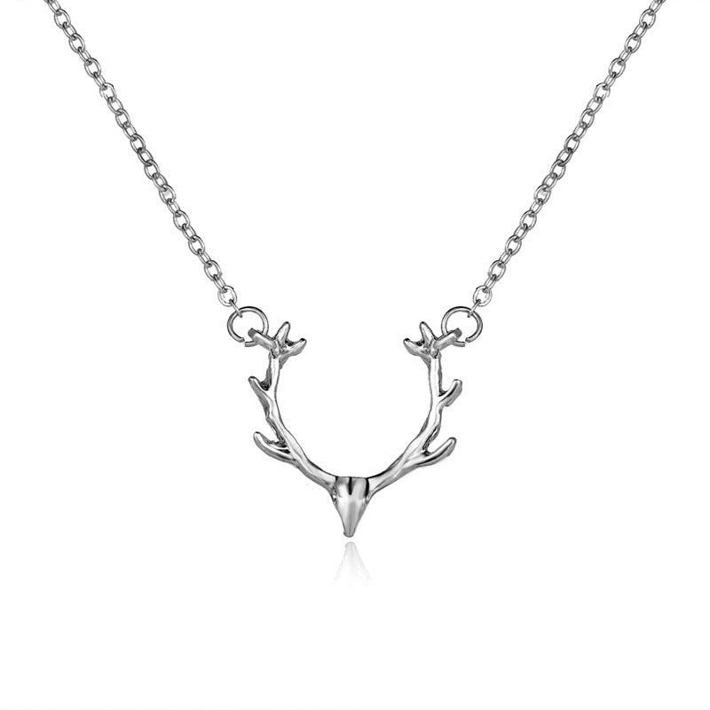 Creative Retro Golden Animal Elk Pendant Necklace Female