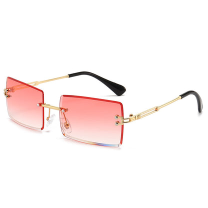 Women's Fashionable Rimless Cut Edge Gradient Color Sunglasses