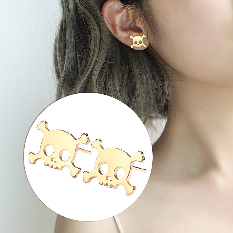 Female European And American Halloween Ghost Stud Earrings Stainless Steel
