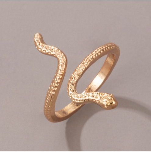 Long Trend Snake Pattern Metal Animal Retro Exaggerated Snake-shaped Ring For Men And Women