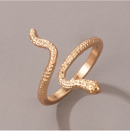 Long Trend Snake Pattern Metal Animal Retro Exaggerated Snake-shaped Ring For Men And Women