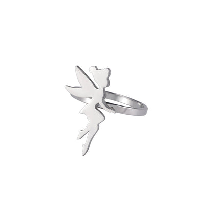 Electroplated Titanium Steel Wing Girl Elf Ring
