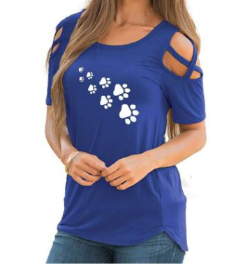 Round neck heart print short sleeve