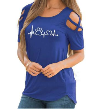 Round neck heart print short sleeve