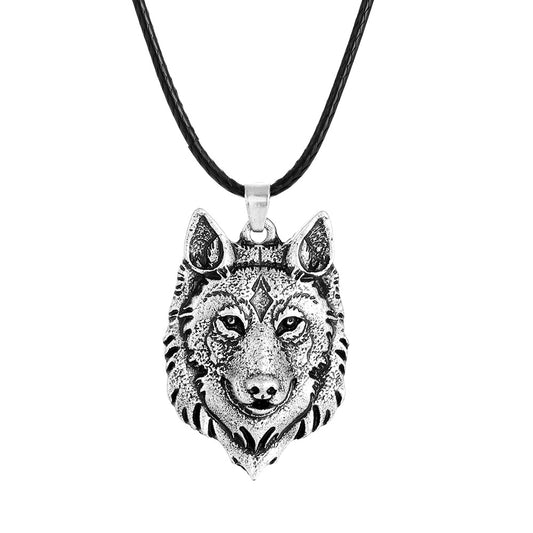 Wolf Head Necklace Animal Power Norwegian Pirate Amulet Pendant For Men And Women