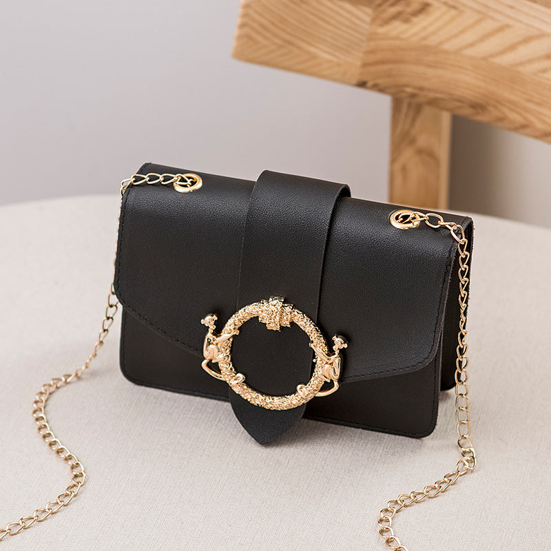 New Round Lock Pendant Chain Small Square Bag