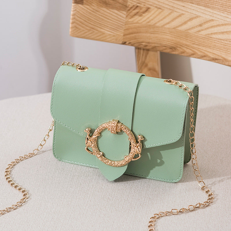 New Round Lock Pendant Chain Small Square Bag