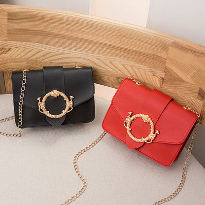 New Round Lock Pendant Chain Small Square Bag