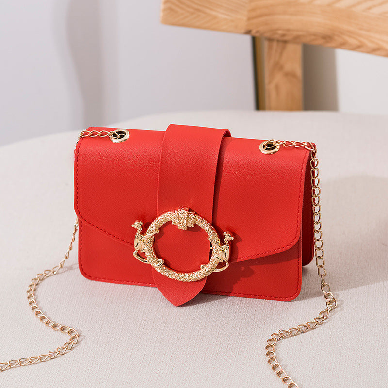 New Round Lock Pendant Chain Small Square Bag