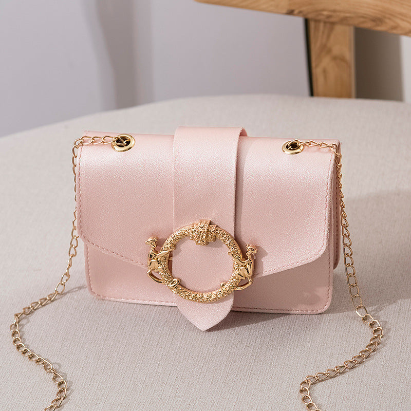 New Round Lock Pendant Chain Small Square Bag