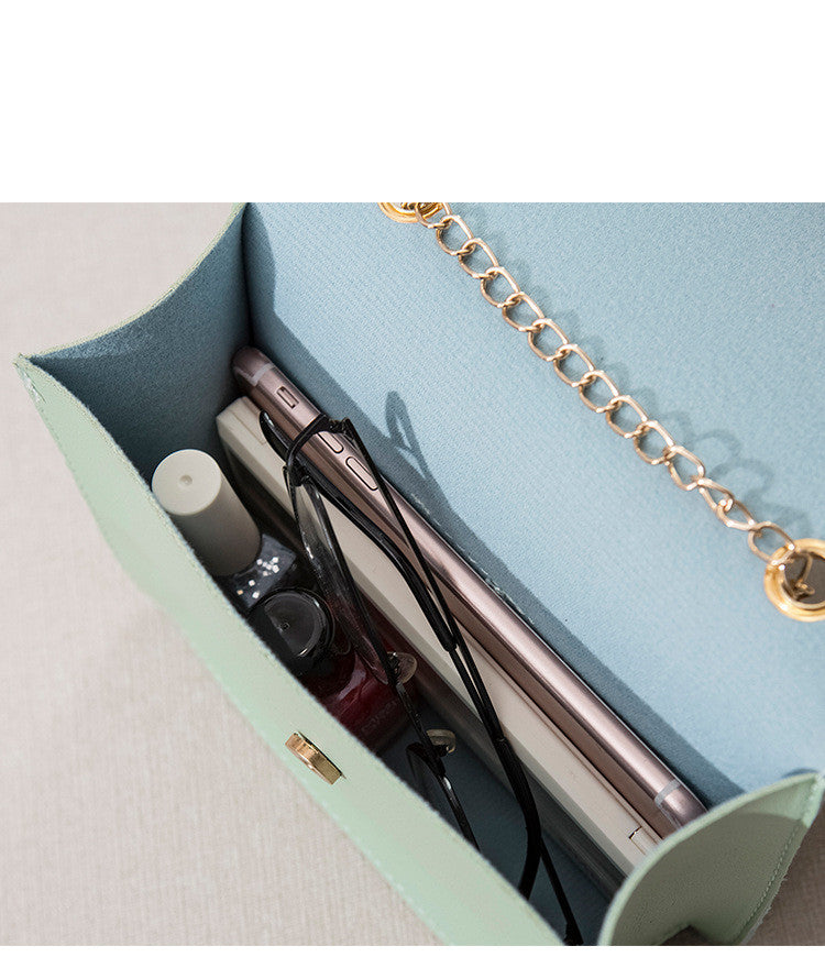 New Round Lock Pendant Chain Small Square Bag