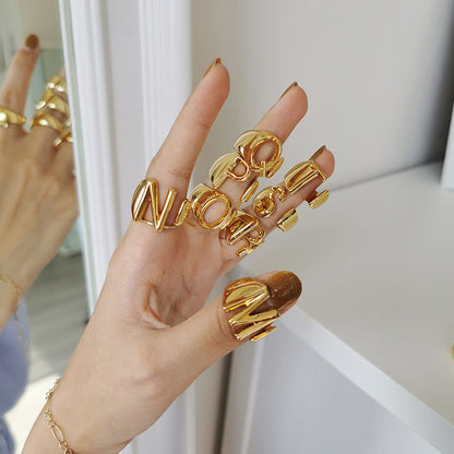 26 English Letters  Exaggerated Retro Index Finger Ring