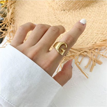26 English Letters  Exaggerated Retro Index Finger Ring